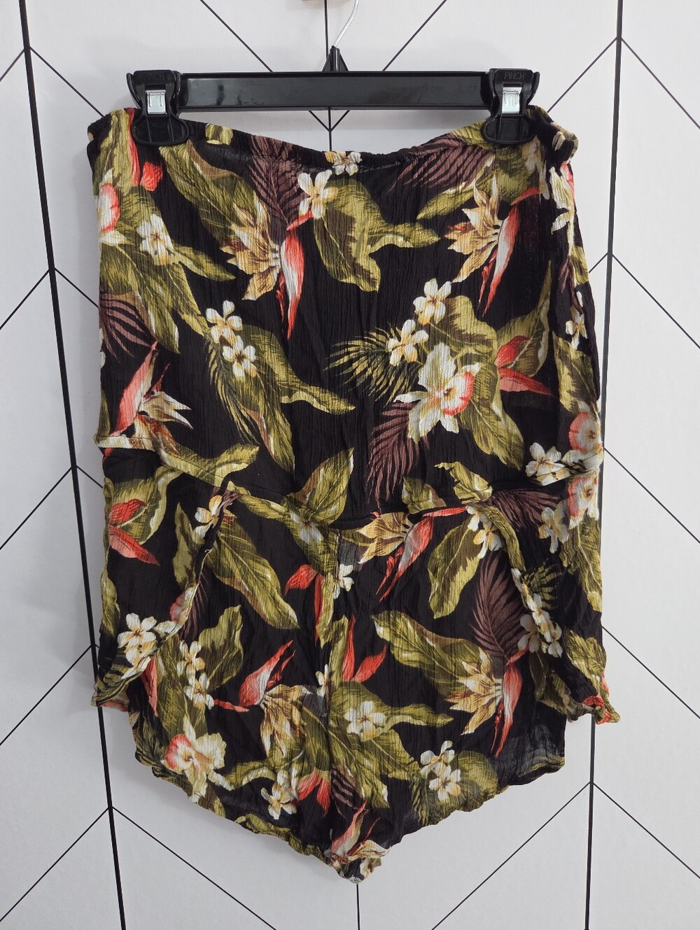 Billabong Strapless Tropical Floral Romper,  Size Large